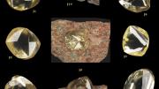 Nine yellow diamonds from Western Australia